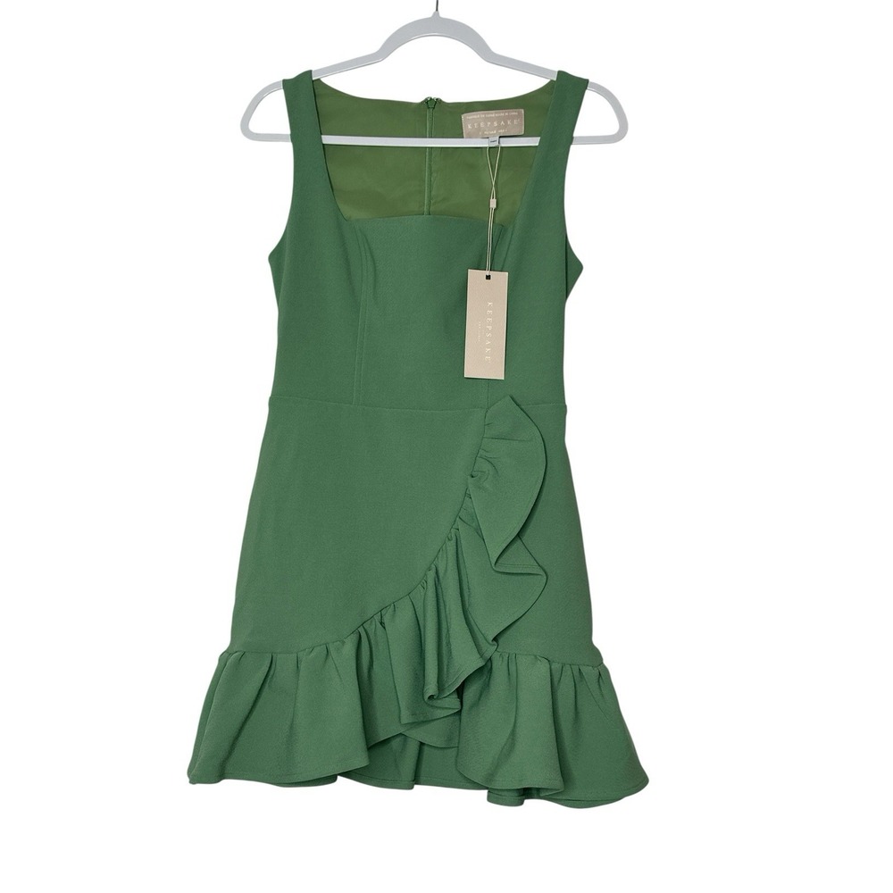 New Keepsake Compose Mini Dress Women's Small Sleeveless Stretch Ruffle Designer